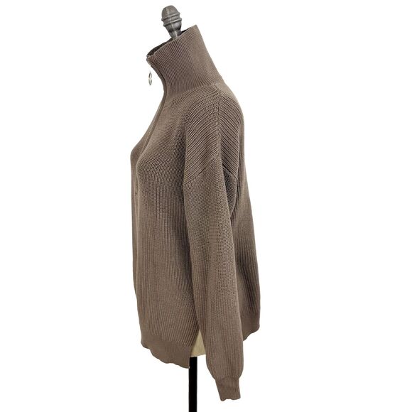 HALARA Funnel Neck 1/2 Zip Tunic XS Split Casual Sweater Desert Taupe NWT B40 - Picture 5 of 7